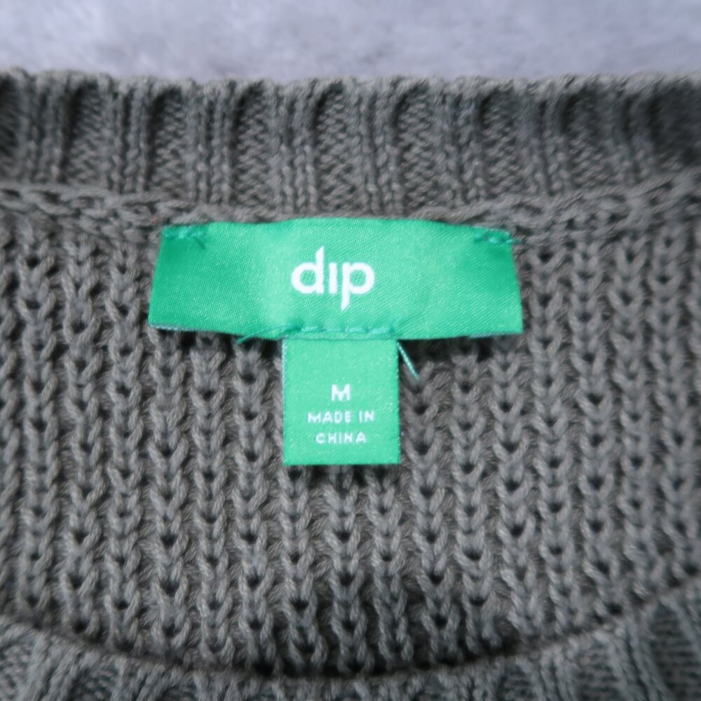 Dip Shirt Womens M Green Sweater Knit Crew Neck Pullover Sweatshirt Cotton - Picture 6 of 14